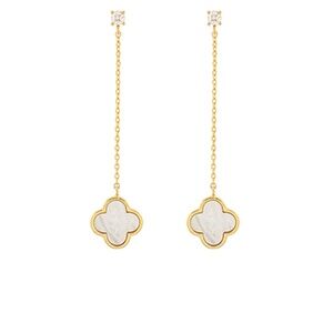 MOP Clover CZ & Chain Earrings